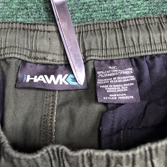 Men’s Tony Hawk Elastic Waist Stretch Green Twill Chino Skate Beach Shorts Sz S - Picture 6 of 7